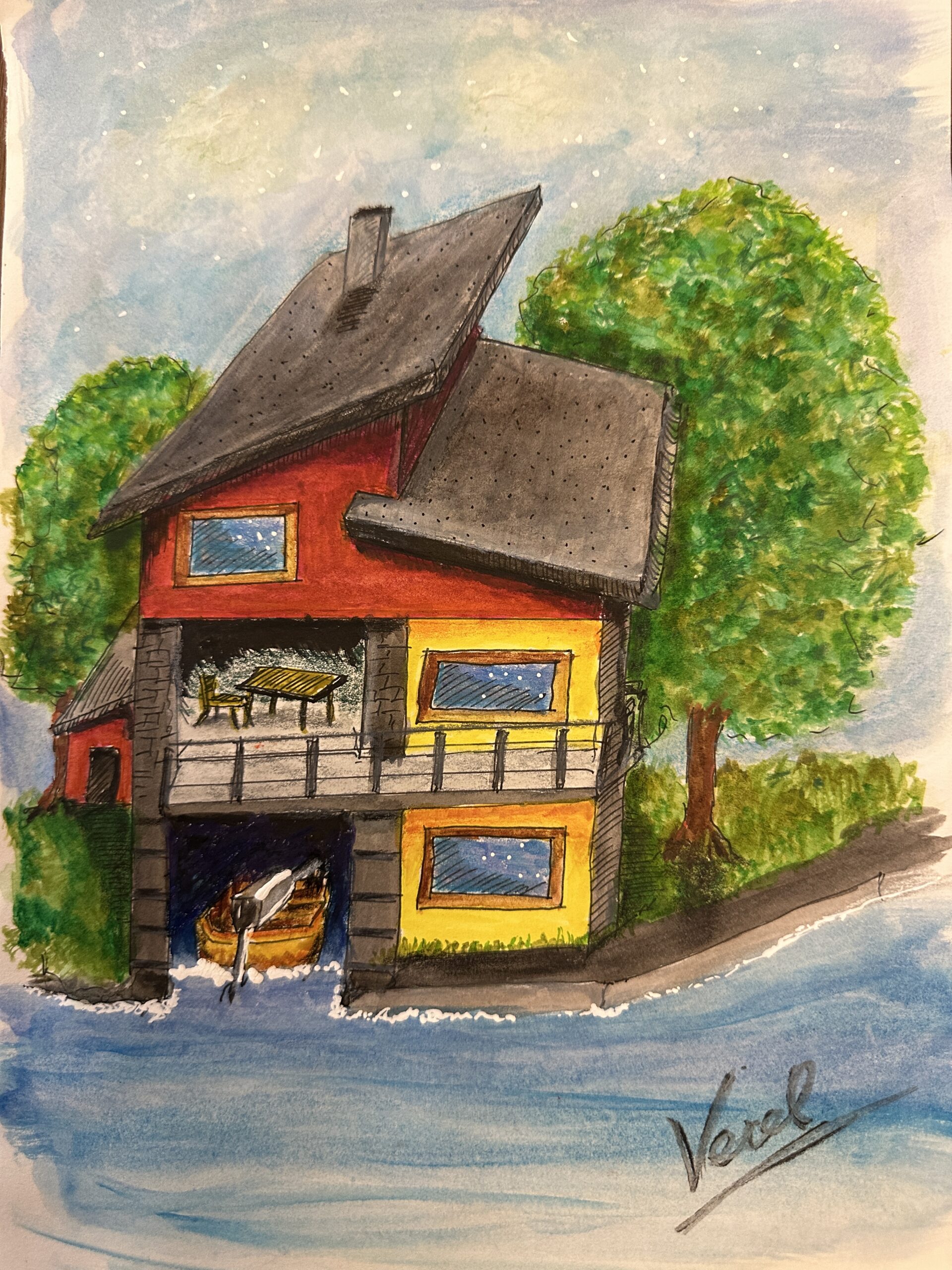 "MY OASIS ON THE RIVER" - Original piece